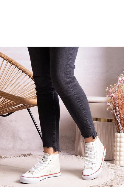 Elegant Solea White High-Top Sneakers crafted from shiny mesh, featuring a stylish laced design, perfect for the modern fashionista.