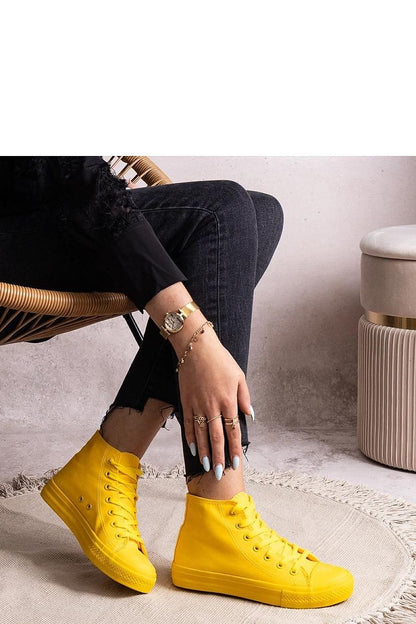 Close-up view of Solea High Denim Sneakers featuring luxurious fabric and round toe design, perfect for fashion-forward women.