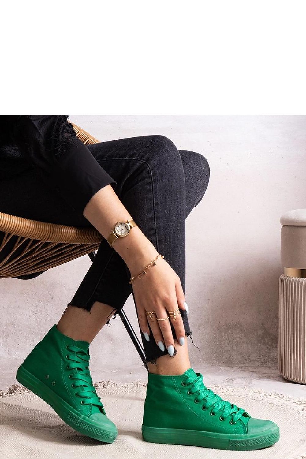 Solea high denim sneakers with rubber sole, exemplifying stability and comfort, ideal for the luxury lifestyle and spring-summer outfits.