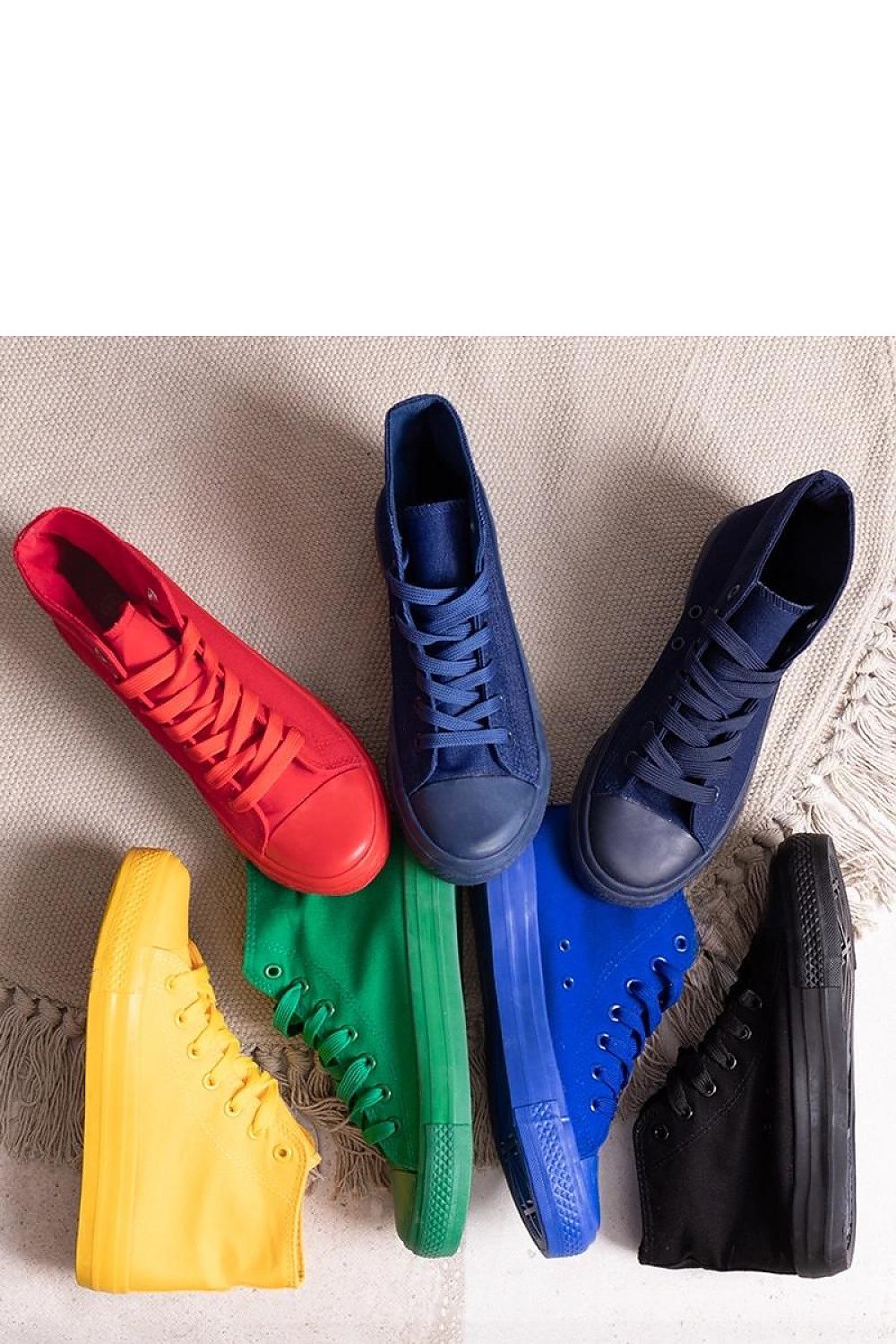 Solea high denim sneakers for women in elegant blue, showcasing stylish lace-up design, perfect for fashion-forward outfits.