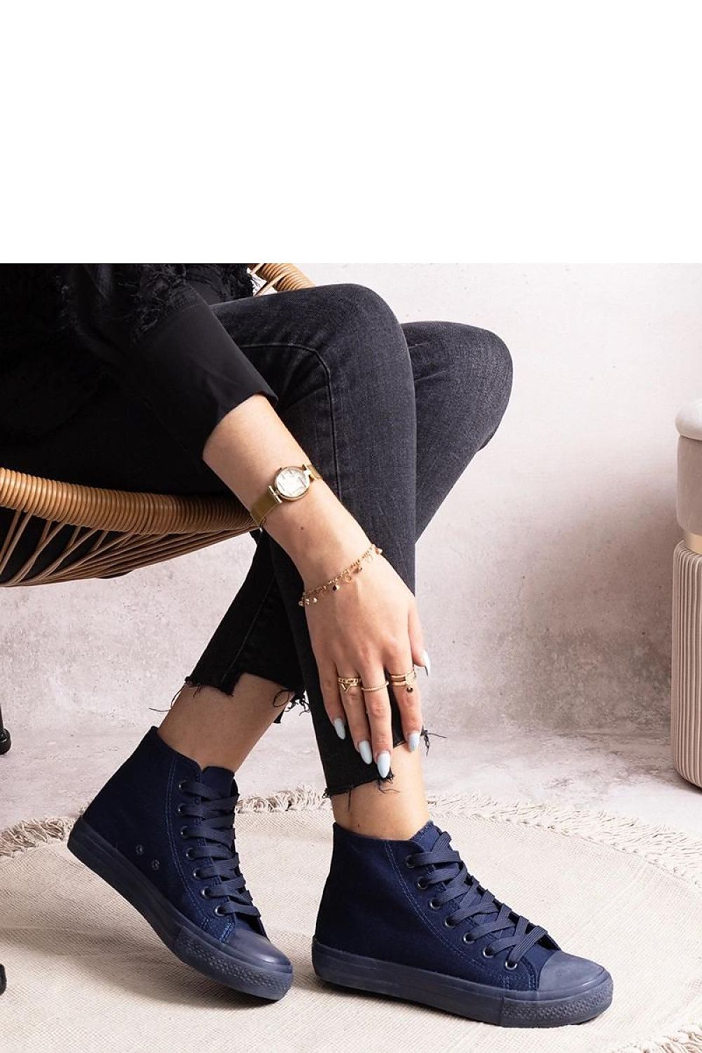 Solea High Denim Sneakers for Women in Blue - Luxurious Lace-Up Footwear for Stylish Women, Perfect for Spring and Summer.