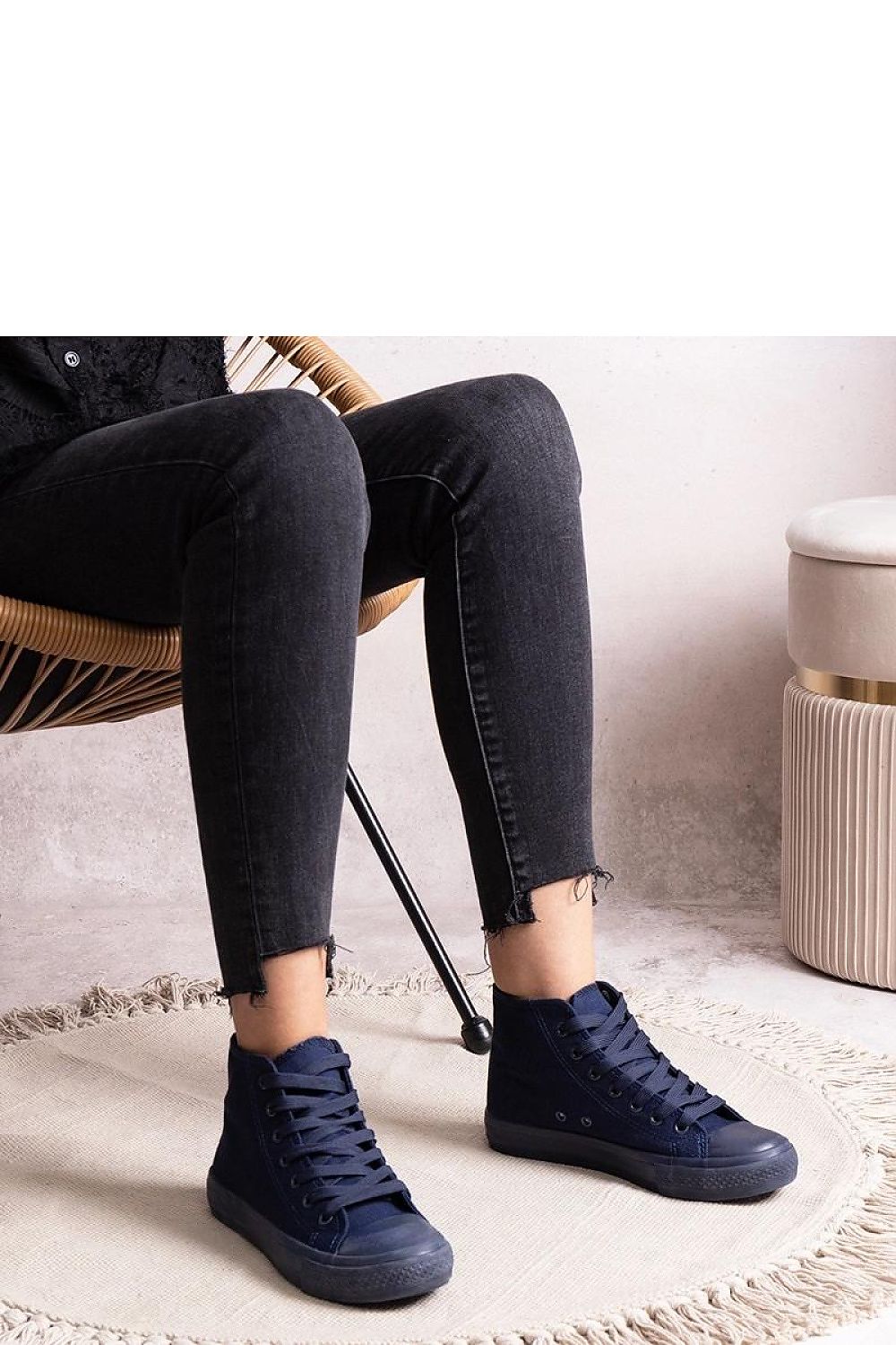 Elegant Solea High Denim Sneakers for Women - Trendy Footwear with Comfortable Design and Rubber Sole, Available in Sizes EU 36-41.