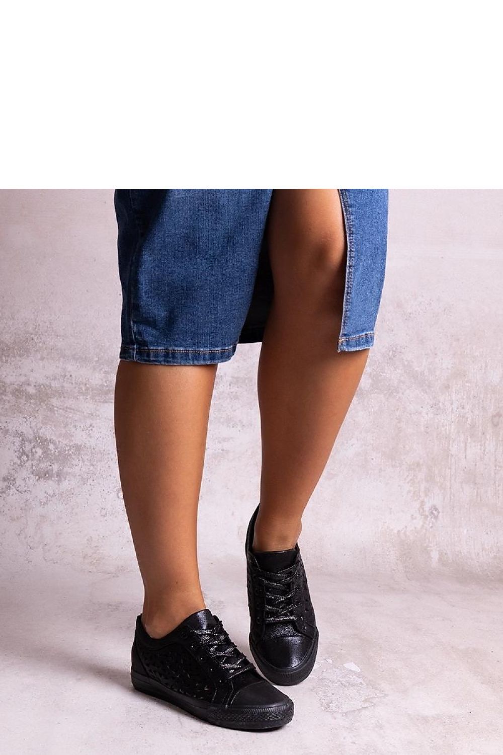 Solea Black high sneakers for women featuring a stylish breathable openwork design, perfect for summer fashion, with laces and metallic accents.