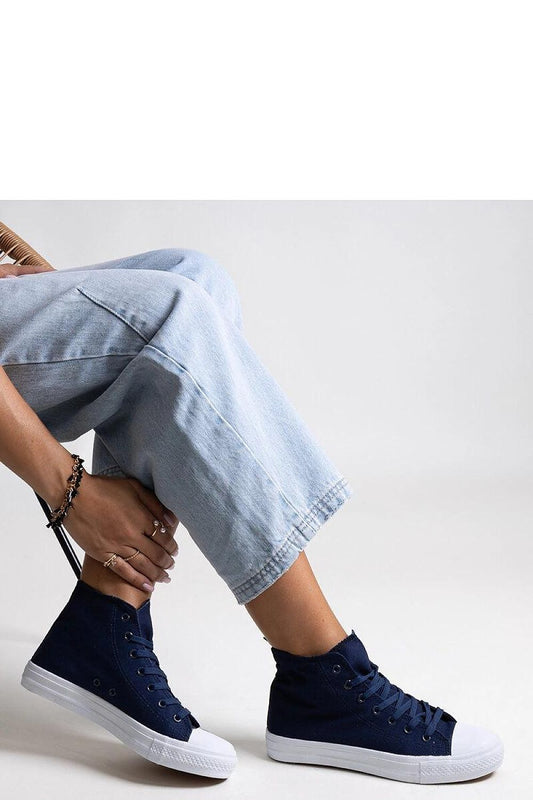 Luxurious Solea navy high-top sneakers showcasing stylish brown sole, designed for comfort and elegance in EU sizes 36 to 41.