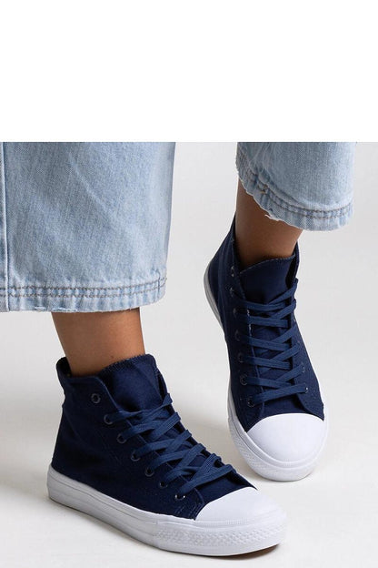 Fashionable Solea navy high-top sneakers, perfect for warm weather with high-quality rubber construction and chic aesthetic.