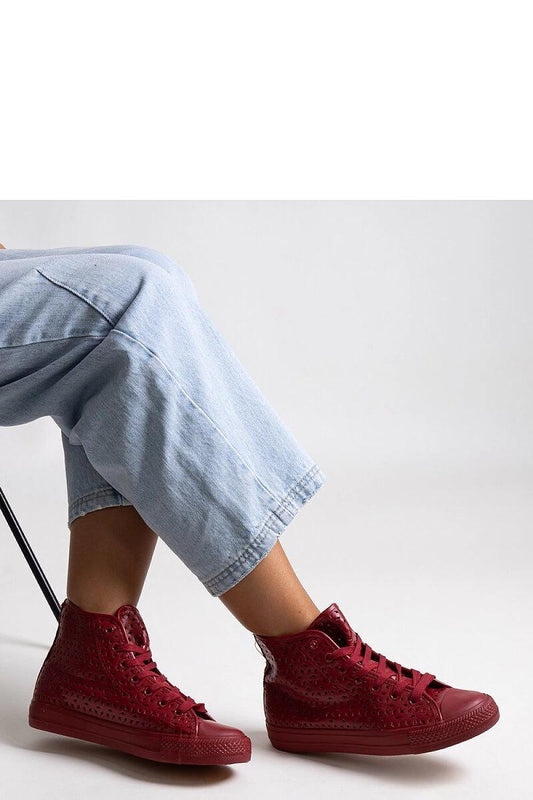 Luxurious Solea Red High-Top Lace-Up Sneakers showcasing their unique design and high-quality eco leather, ideal for urban fashion enthusiasts.