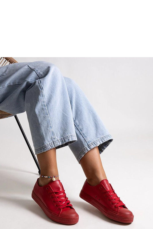 Stylish Solea eco leather sneakers in radiant red Mahasina, featuring a rubber sole for optimal comfort during summer outings.