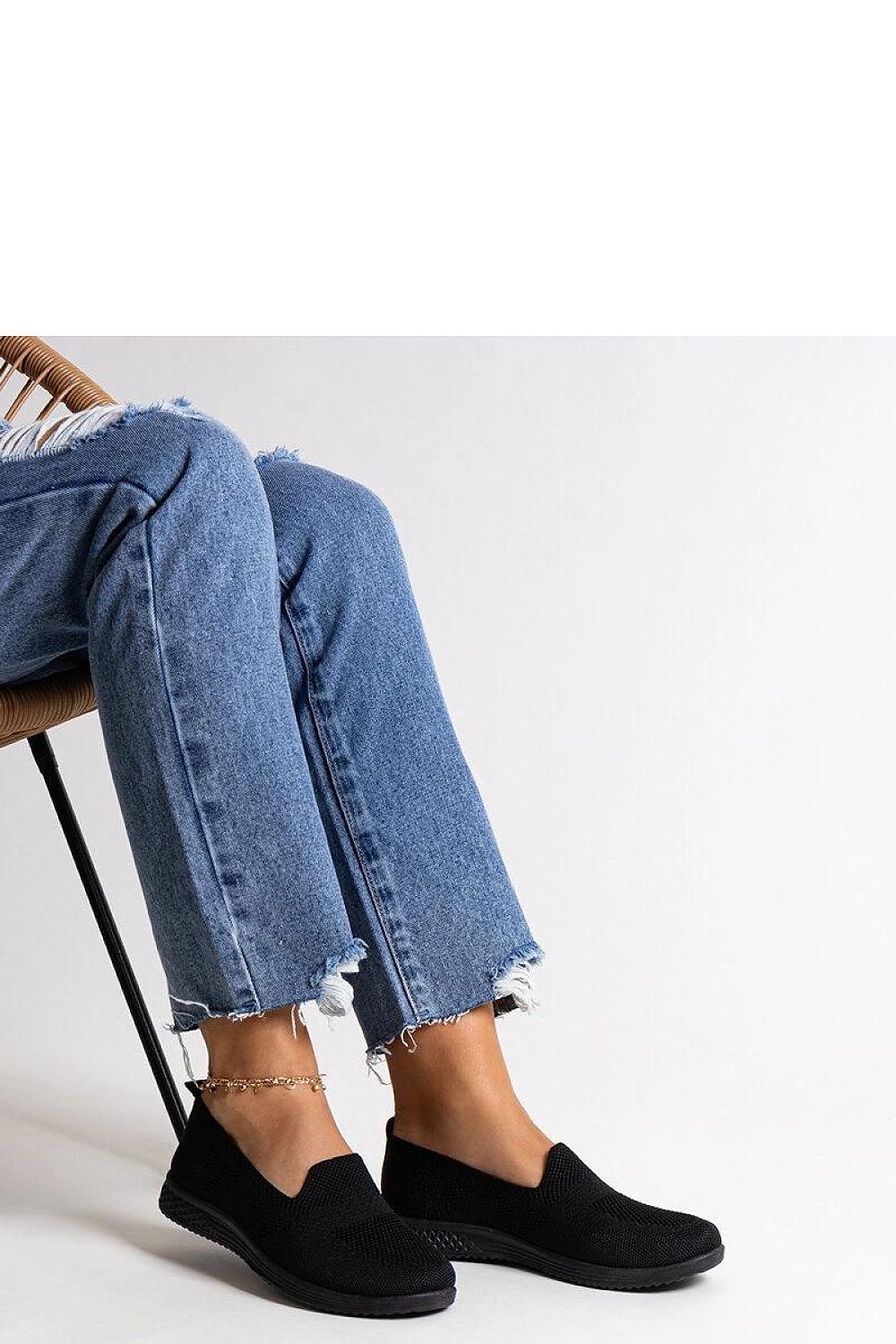 Close-up of Solea Black Slip-On Abadly Sneakers for Women, highlighting the high-quality fabric and durable rubber sole, perfect for summer elegance.