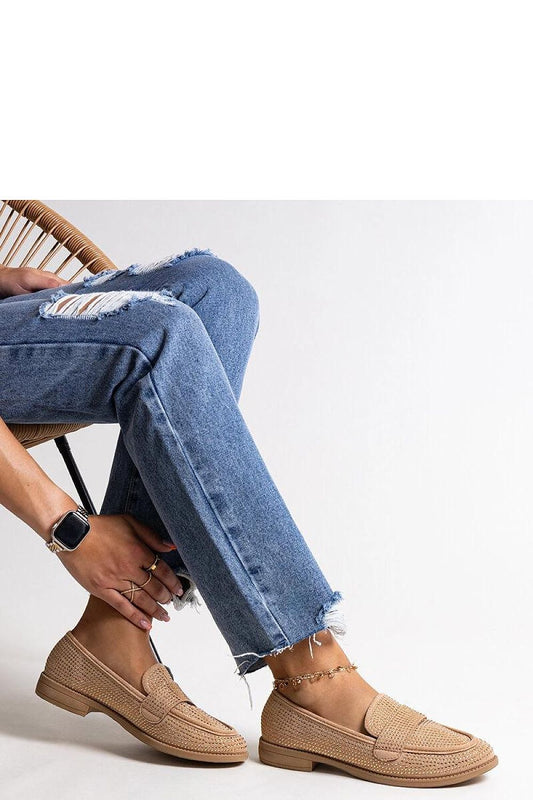 Solea Brown Eco-Leather Loafers featuring luxurious zircon embellishments, embodying elegance and comfort in a slip-on design, perfect for stylish summer wear.