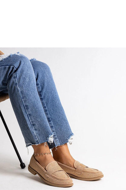 Close-up of Solea Brown Eco-Leather Loafers showcasing intricate zircon embellishments, designed for sophistication and ease, ideal for fashionable summer outings.