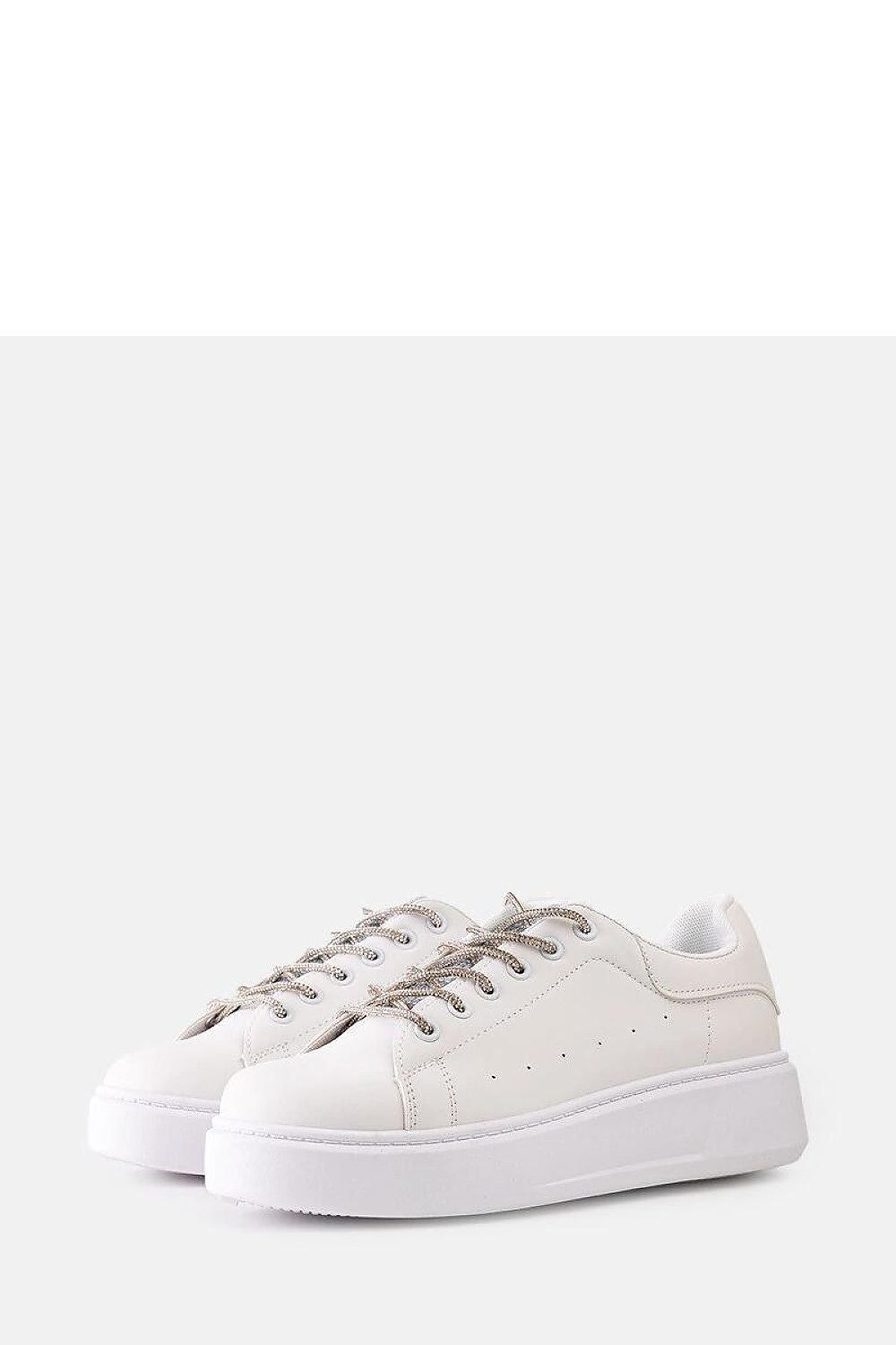 Elegant Solea black sneakers adorned with zircon embellishments, showcasing a contemporary lace-up design for luxury and comfort.