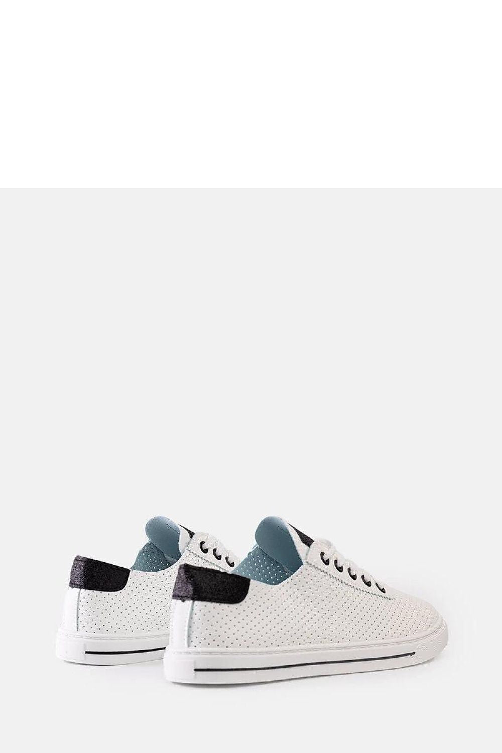 Solea White Perforated Ruala Sneakers for Women showcasing elegant summer fashion with breathable design and stylish lacing.