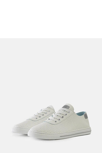 Luxurious Solea white perforated Ruala sneakers for women, ideal summer footwear featuring a stylish design and lightweight rubber sole.