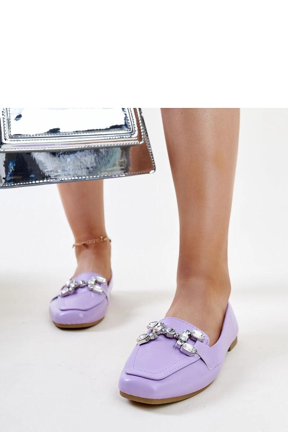 Solea purple Mali moccasins displayed elegantly, highlighting their slip-on design and luxurious synthetic leather material.