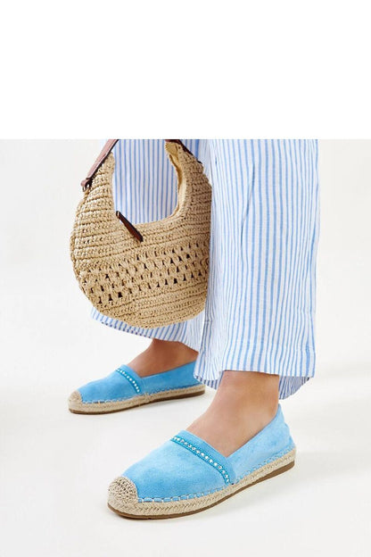 Elegant Solea blue espadrilles adorned with Abia zirconias, showcasing luxury summer footwear with slip-on comfort.