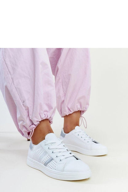 Close-up of Solea White Berdine Sneakers highlighting the eco-leather texture and stylish low upper design.