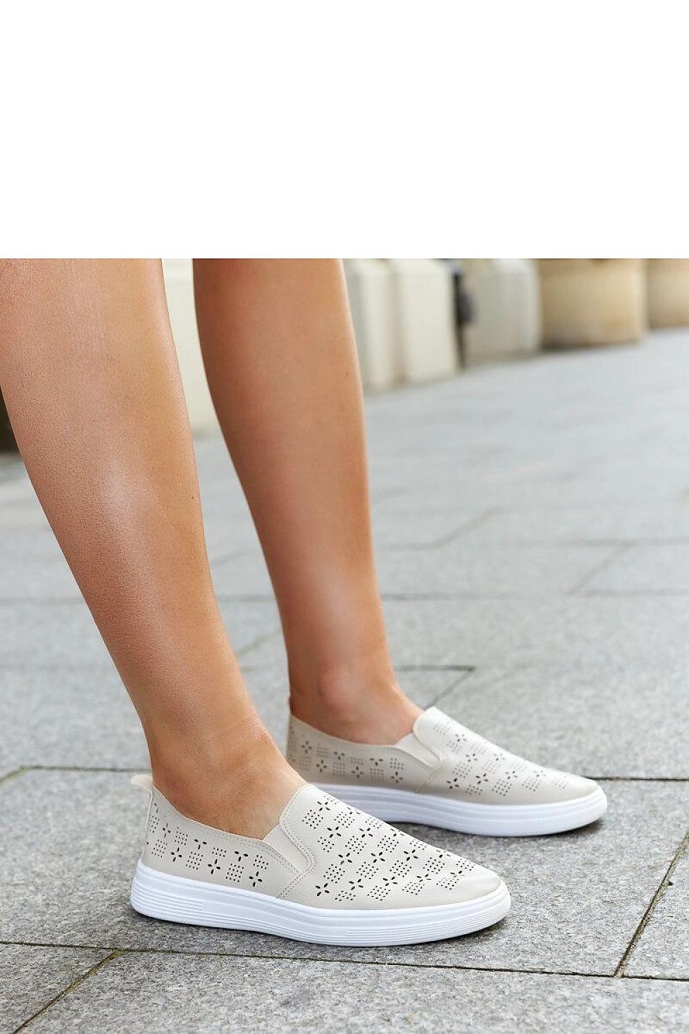 Elegant Solea Beige Slip-On Sneakers for Women showcasing eco leather material, designed for summer comfort and style.