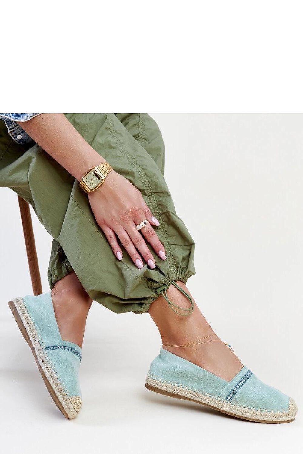 Stylish Solea blue espadrilles featuring a comfortable slip-on style, ideal for fashion-forward summer outfits.