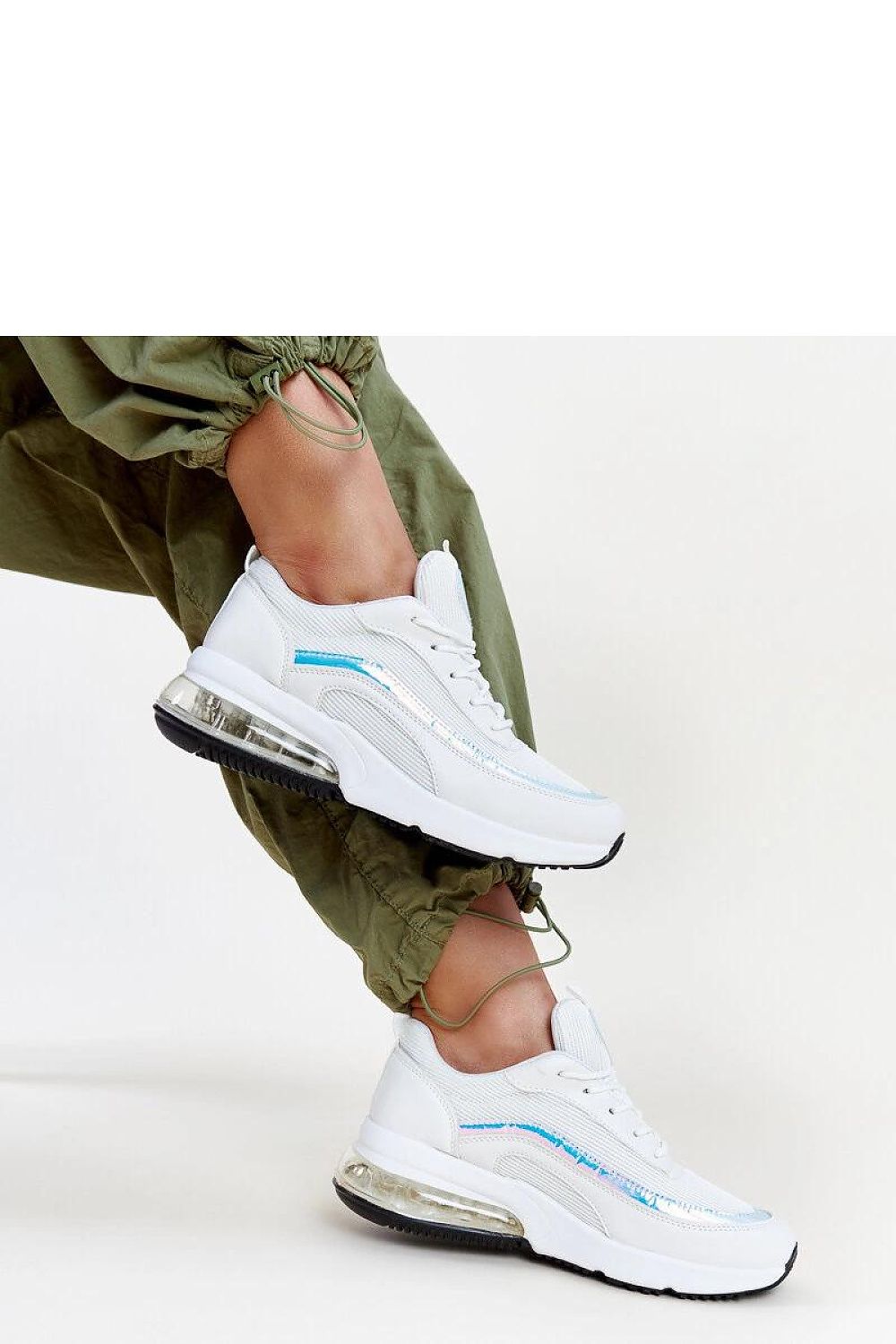 Close-up of Solea Pink Hologram Jelka Sneakers highlighting the innovative hologram effect and durable seams, perfect for a luxurious footwear experience.