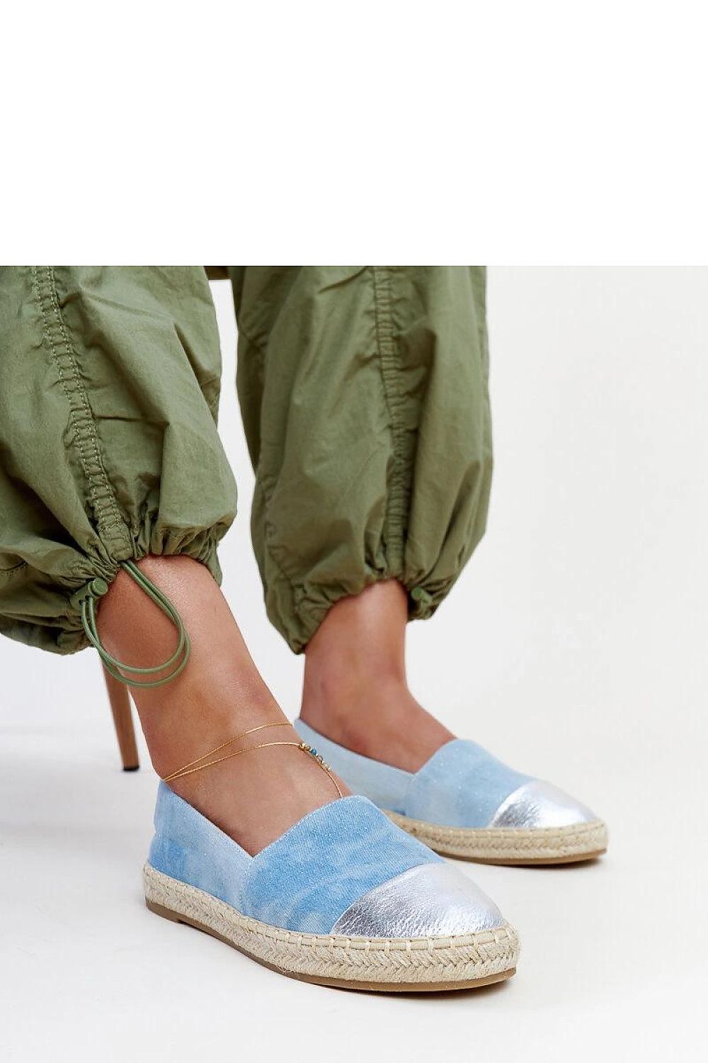 Solea elegant blue-silver espadrilles, a trendy pair of slip-on summer shoes for women in EU sizes 36-41.