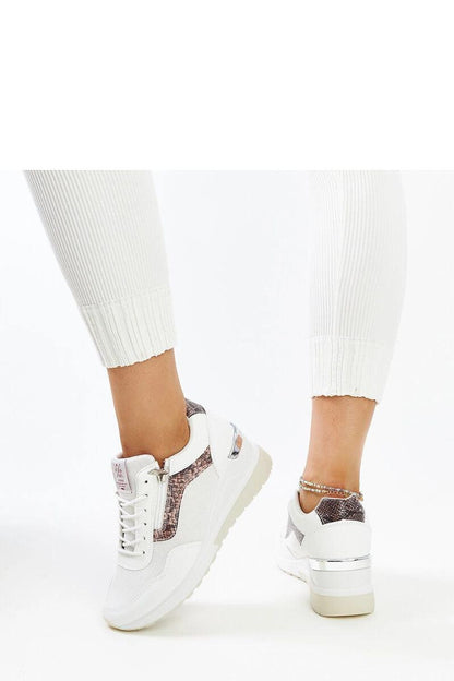 Stylish white women's sneakers with a 7cm wedge heel by Solea, ideal for adding a luxurious touch to any casual outfit.
