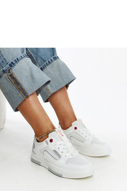 Elegant white women's sneakers by Solea, featuring a trendy laced design and rounded toe, perfect for casual wear in spring and summer.