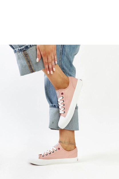 Solea pink women’s sneakers showcased with laces and a distinctive red rubber sole, epitomising luxury and style for spring/summer.