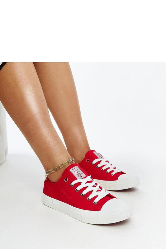 Elegant red women's lace-up sneakers by Solea featuring a flexible rubber sole, perfect for stylish everyday wear.