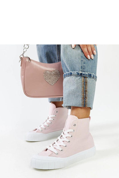 Solea pink high-top sneakers for women, showcasing stylish urban footwear with laced design and durable rubber sole.