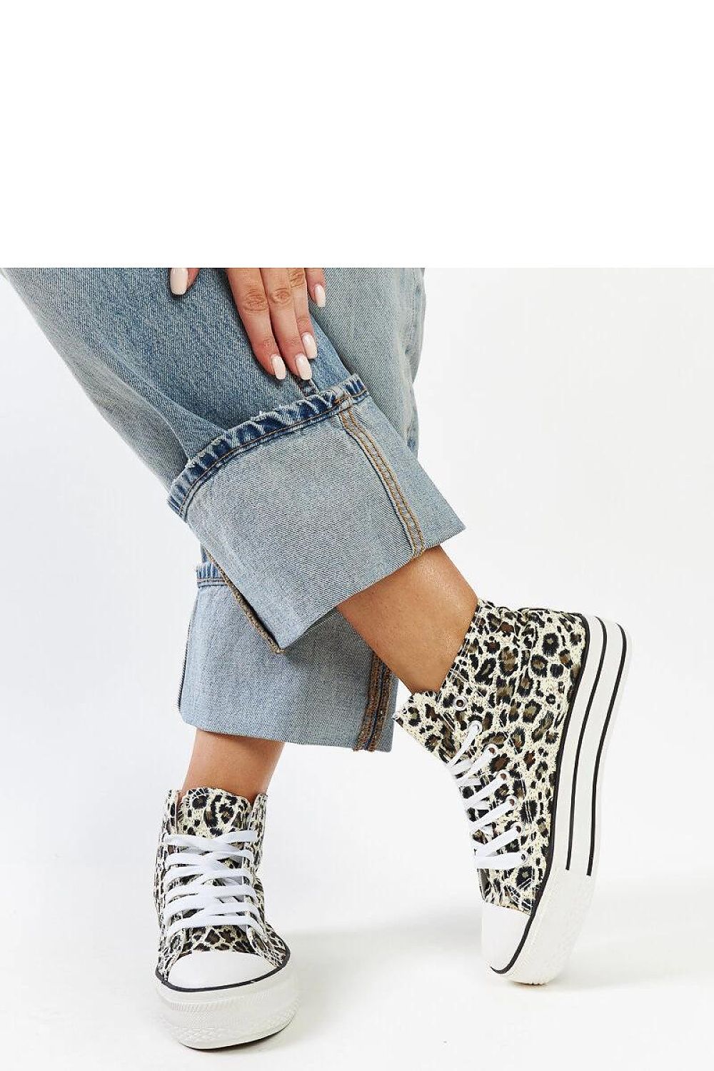 Elegant leopard print high-top sneakers by Solea, crafted for both fashion and functionality with a durable rubber sole.