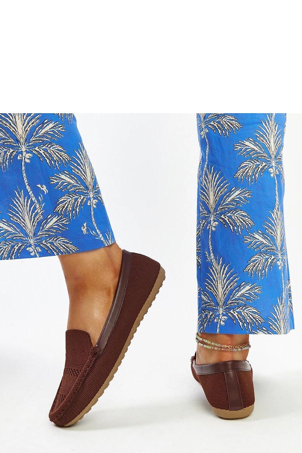 Stylish and comfortable Brown Fabric Loafers by Solea, showcasing a lovely almond toe shape, ideal for the sophisticated woman.