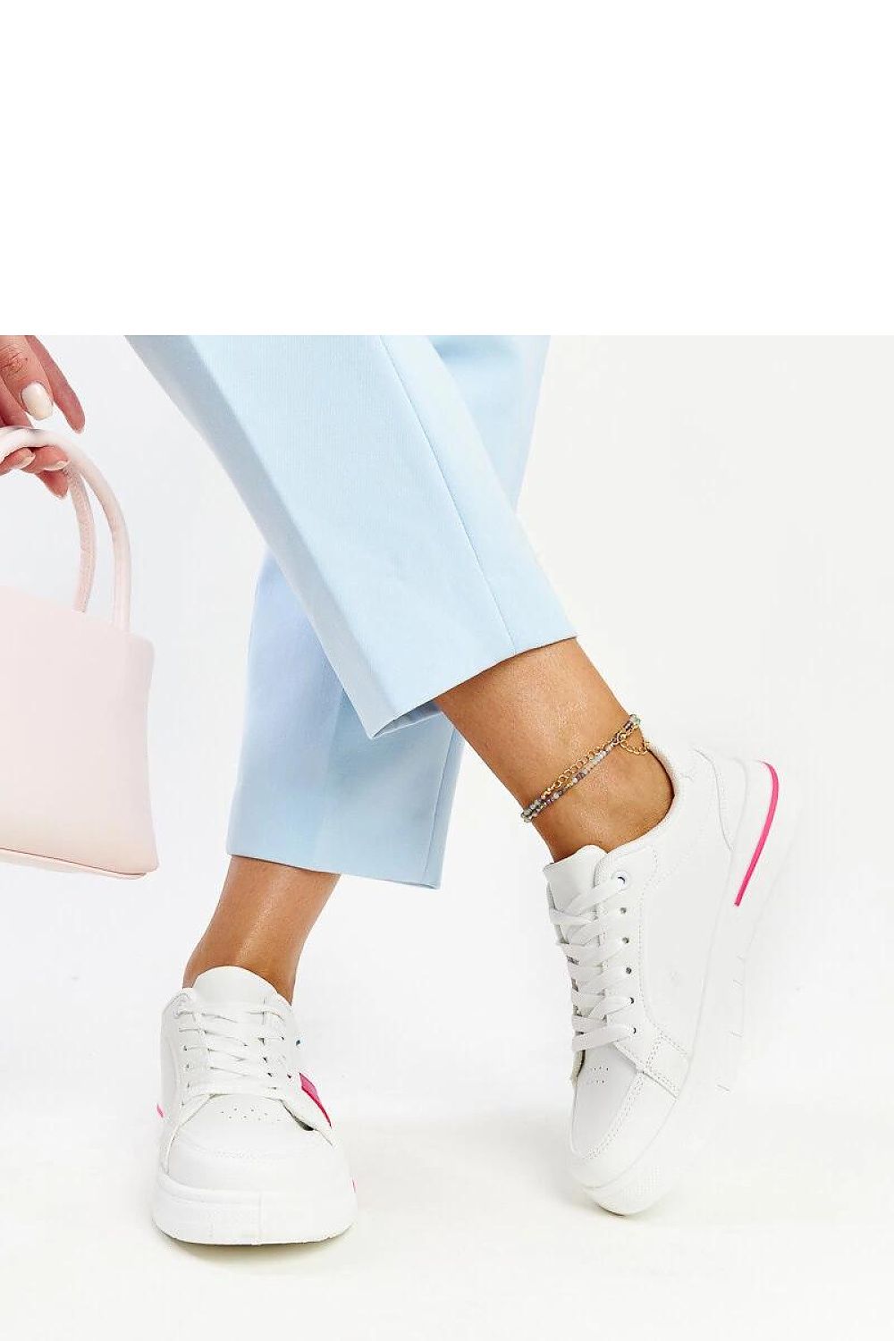 Close-up of Adidas Solea Sneakers in White Zorica - Exquisite details of eco-friendly leather and a rounded toe for contemporary elegance.