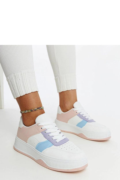 Luxurious Solea white and pink eco leather sneakers featuring a thick rubber sole, perfect for spring and summer fashion.