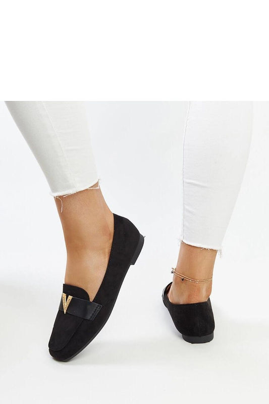 Solea eco leather moccasins in black, slip-on design with rounded toe and stylish Namal embellishment for a chic look.