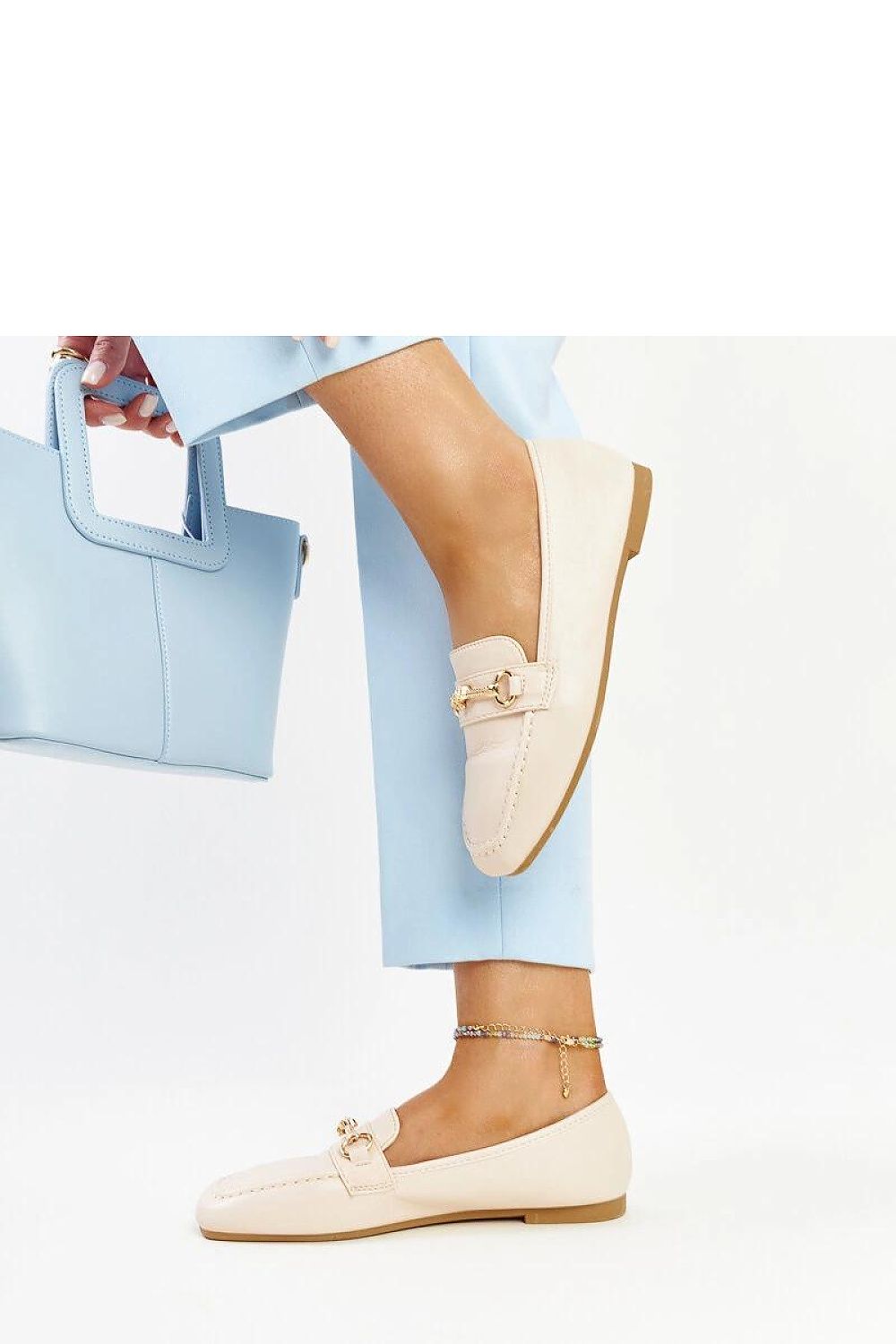 Comfortable Solea moccasins in elegant light beige, crafted from high-quality eco leather with a chic squared toe silhouette.