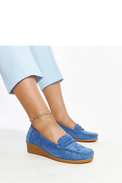 Elegant blue suede wedge loafers Sakena by Solea, featuring a stylish slip-on design, perfect for comfort and sophistication in every step.