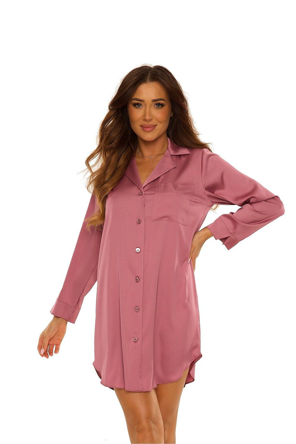 Elegant nightgown for women by De Lafense, featuring a stylish button closure and comfortable fit, ideal for cosy nights and relaxation.