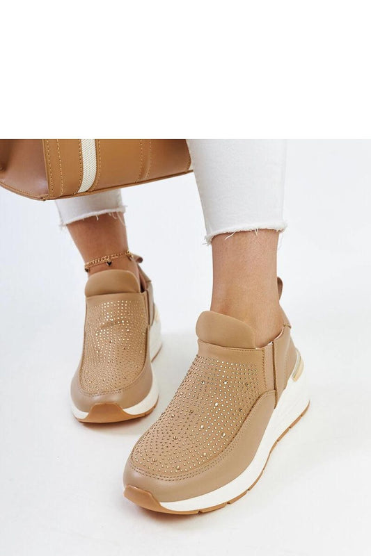 Luxury brown wedge sneakers with rhinestones by Solea, crafted from eco-friendly leather, providing both comfort and elegance, perfect for summer styles.