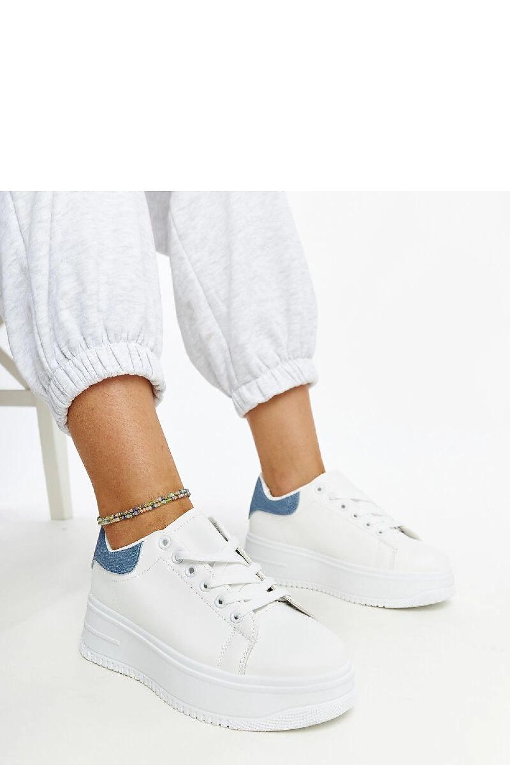 Solea women's eco-leather platform sneakers Ottavia in elegant white, featuring a stylish lace-up design, perfect for chic spring-summer outfits.