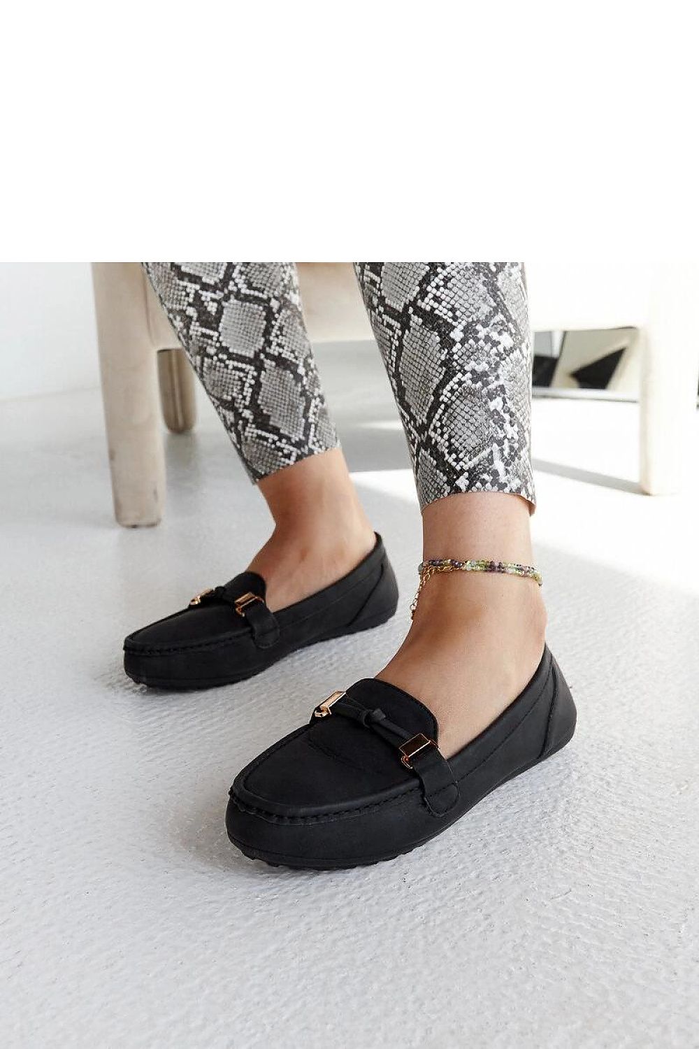 Luxury black Scafati moccasins for women by Solea, crafted from eco leather with slip-on design, showcasing stylish almond toe elegance.