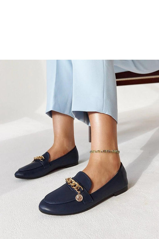 Elegant navy blue Scaletta moccasins by Solea, featuring eco-leather material and almond toe design, perfect for sophisticated summer style.