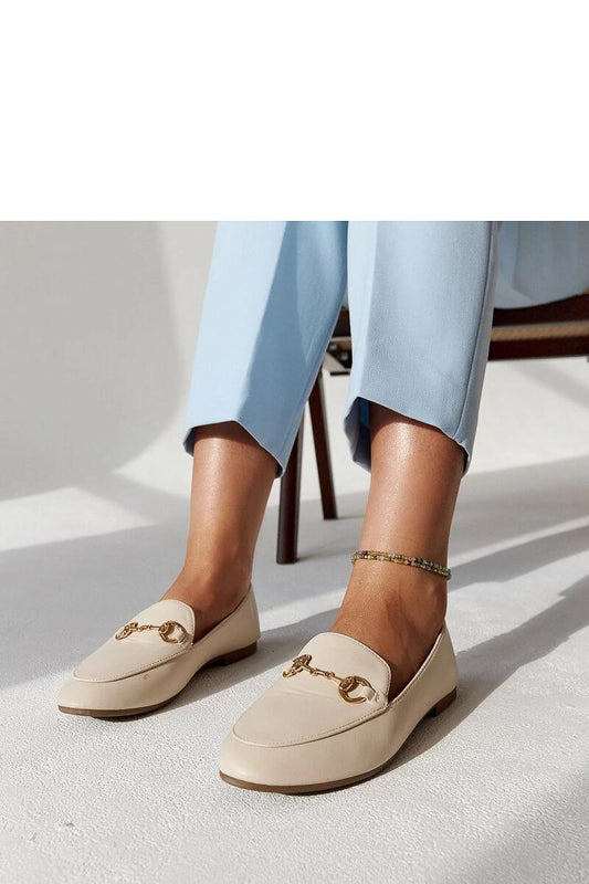 Luxurious Solea Erminia Beige Eco-Leather Loafers featuring a sophisticated buckle, designed for EU sizes 36-41 and US sizes 5.5-10.5, showcasing an elegant almond toe and flat sole, ideal for stylish summer wear.