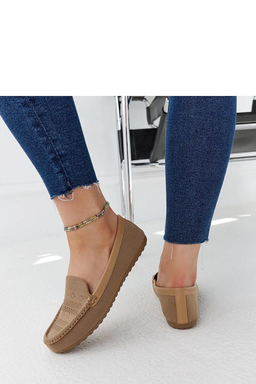 Fashionable Fiammetta loafers in brown fabric by Solea, offering elegance and ease with their stylish slip-on design.