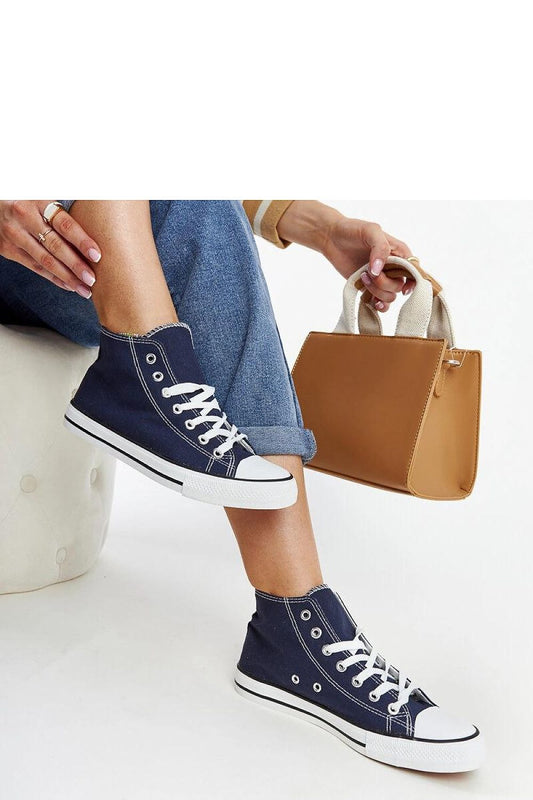 Stylish navy fabric high top sneakers Eliska from Solea, ideal for summer days and gatherings.