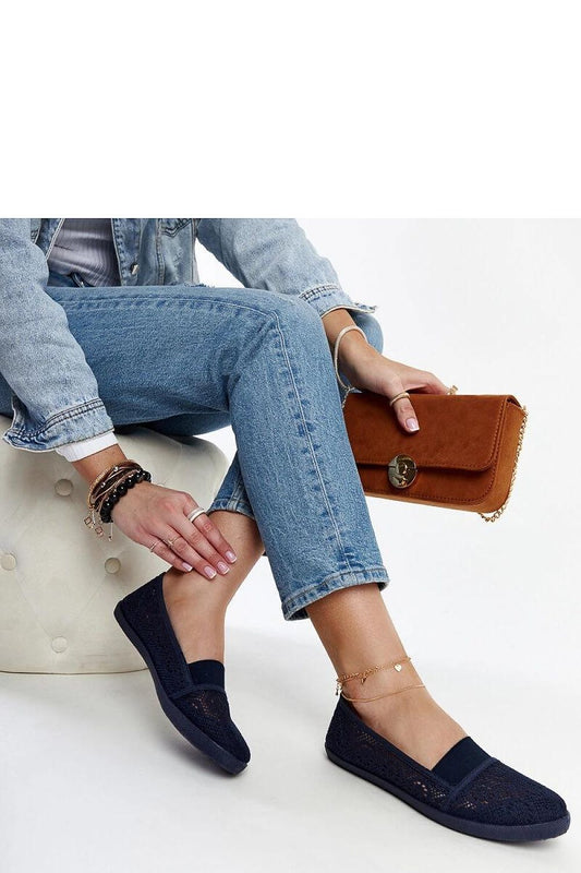 Luxury navy blue lace-up Peony sneakers from Solea, showcasing a trendy lace pattern and rounded toe for unmatched comfort and style.