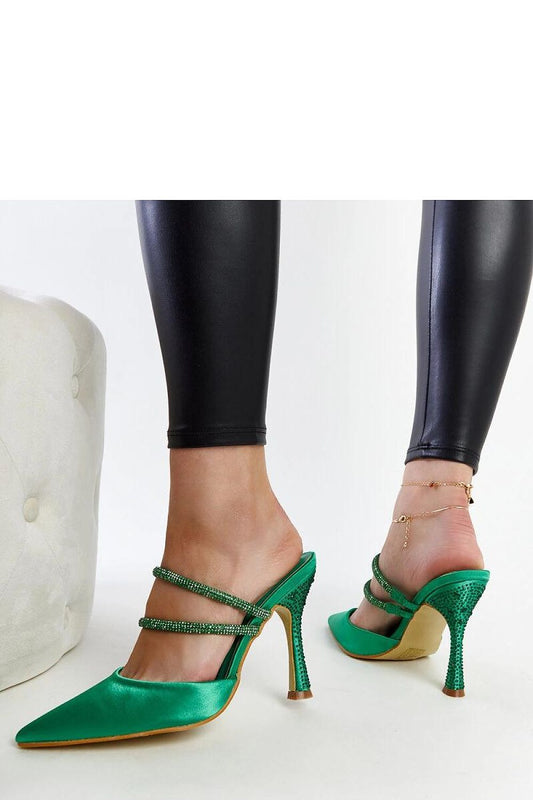 Stylish Raffaelina green high-heeled sandals by Solea with a comfortable slip-on design and chic beige synthetic sole.
