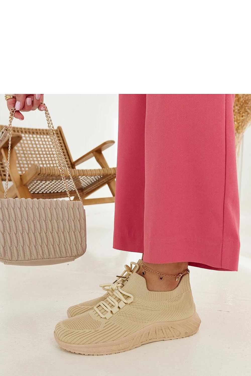 Elegant beige fabric sneakers Ornella by Solea, showcasing lightweight summer footwear perfect for warm days.