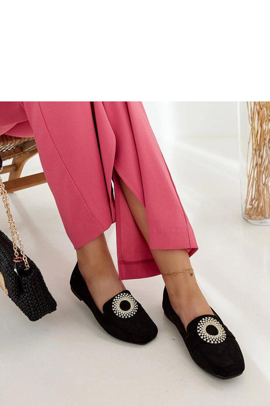 Elegant black Celena moccasins by Solea featuring zircon embellishments, made from high-quality eco leather, ideal for stylish everyday wear.