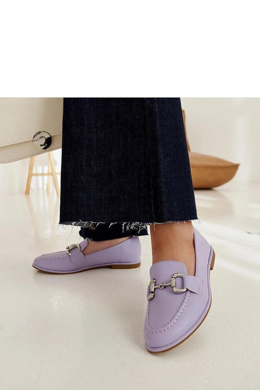 Solea luxurious purple zigzag moccasins adorned with zircons, showcasing an elegant almond toe design in Eco leather, perfect for summer wear.