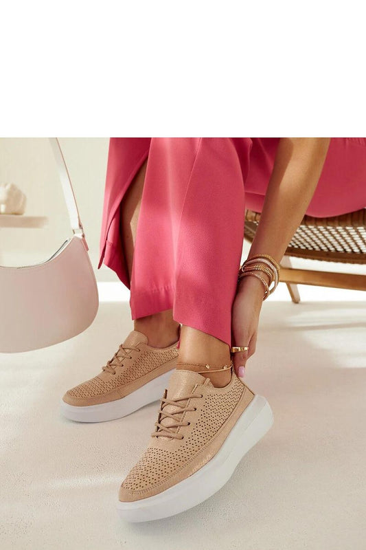 Lori Vegan Leather Golden Platform Sneakers by Solea with stylish lacing closure and white rubber sole, EU sizes 36-41, perfect for summer fashion.